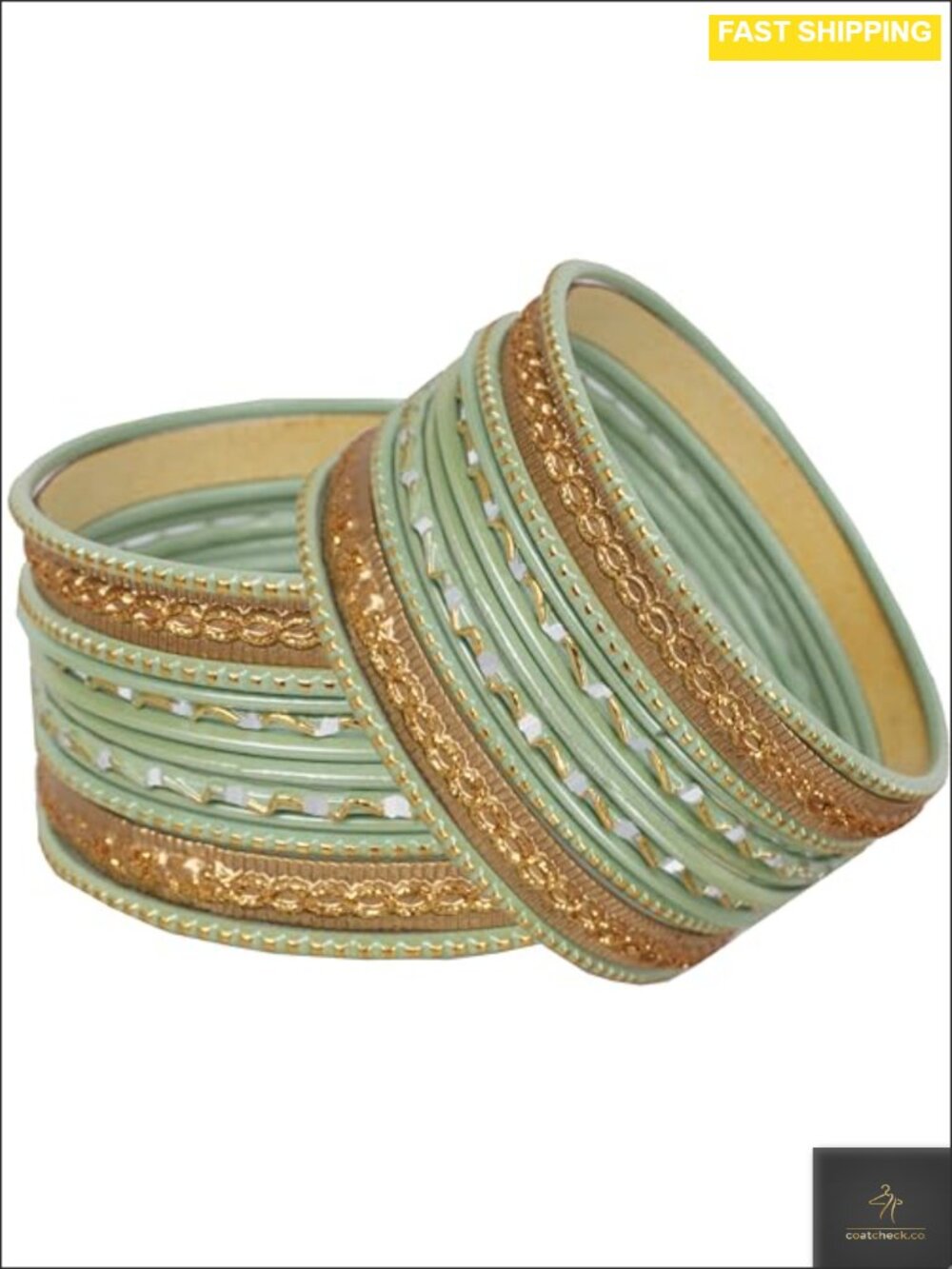 Indian Bangle Bracelets Set of 24 Gold Plated Alloy Metal Laser Cut Textured